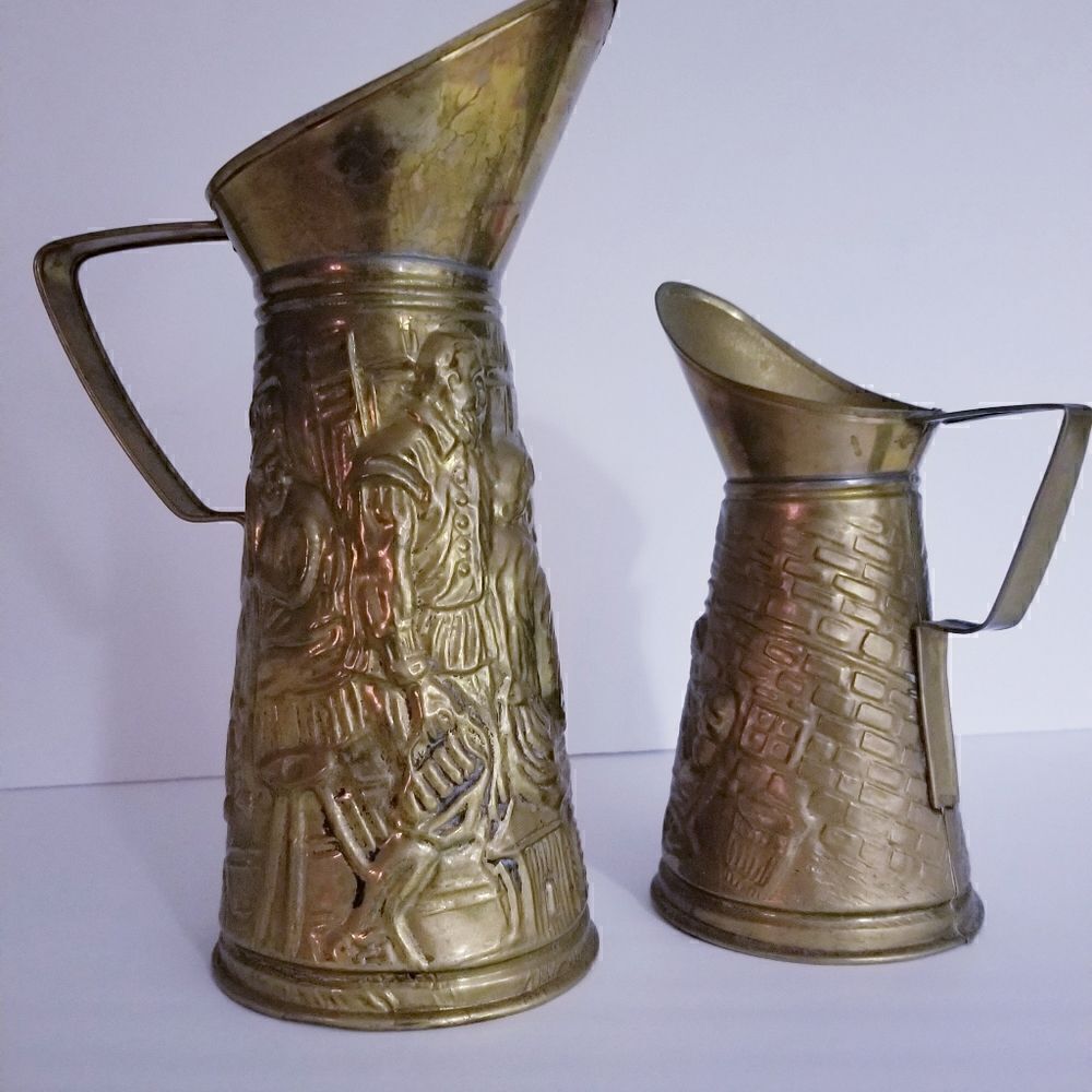 SET of 2 antique Brass English pub stouts